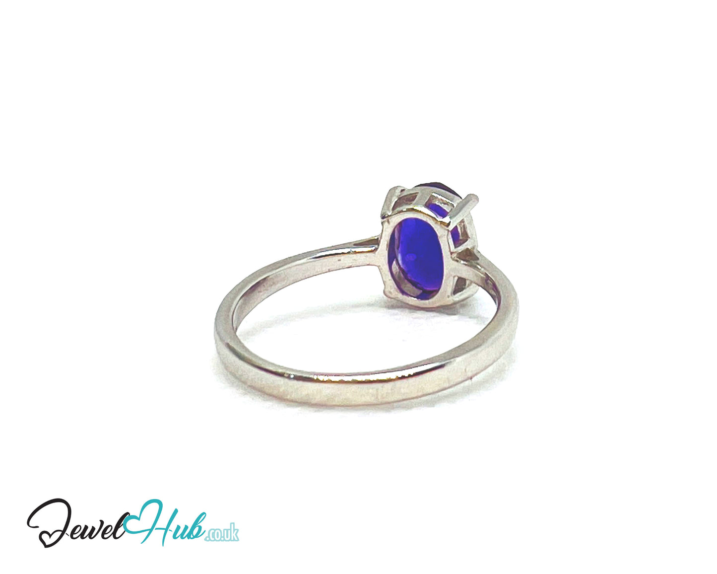 925 Sterling Silver Oval Amethyst (1.8ct) Ring | UK O US 7.5 | Modern Simplicity