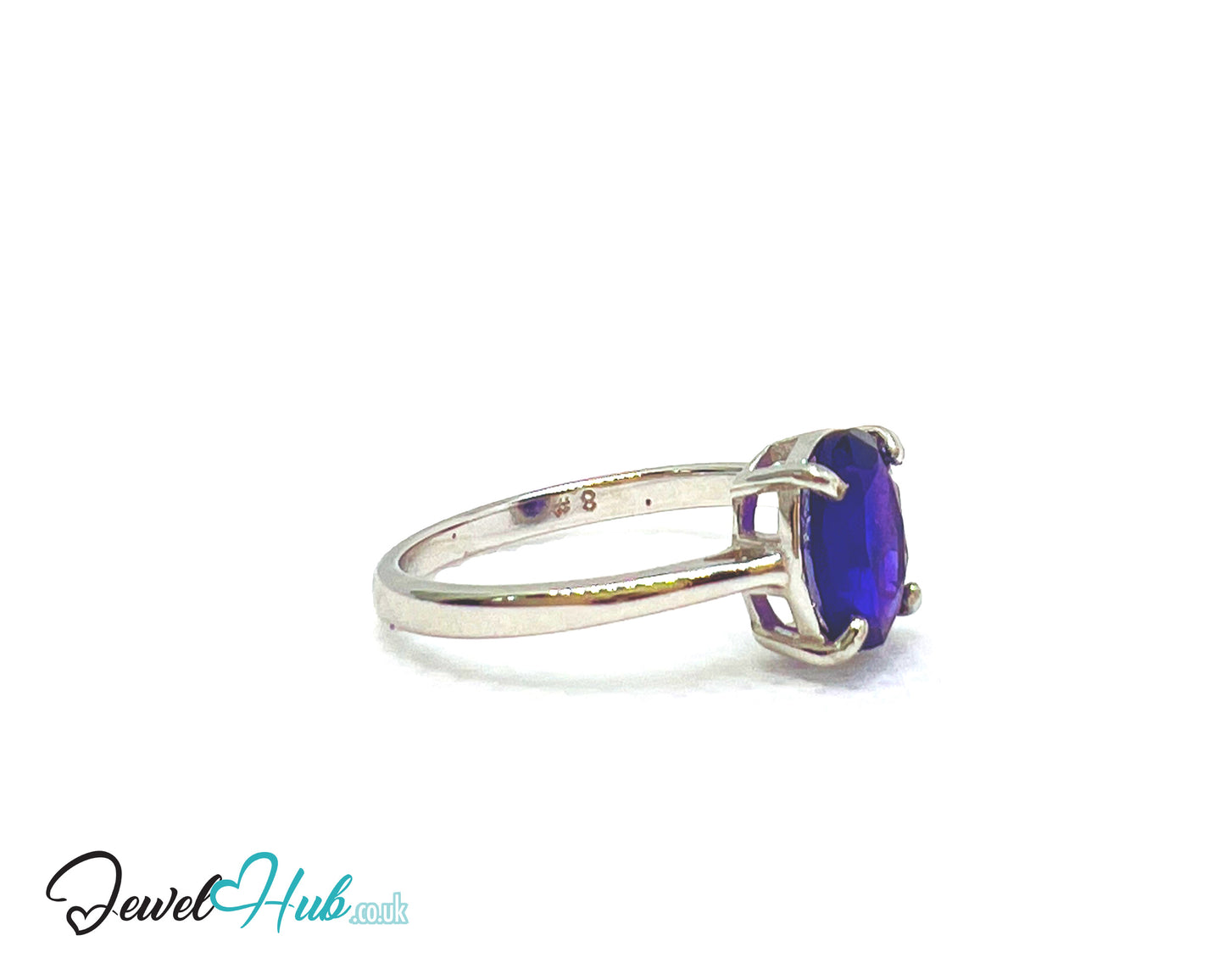 925 Sterling Silver Oval Amethyst (1.8ct) Ring | UK O US 7.5 | Modern Simplicity