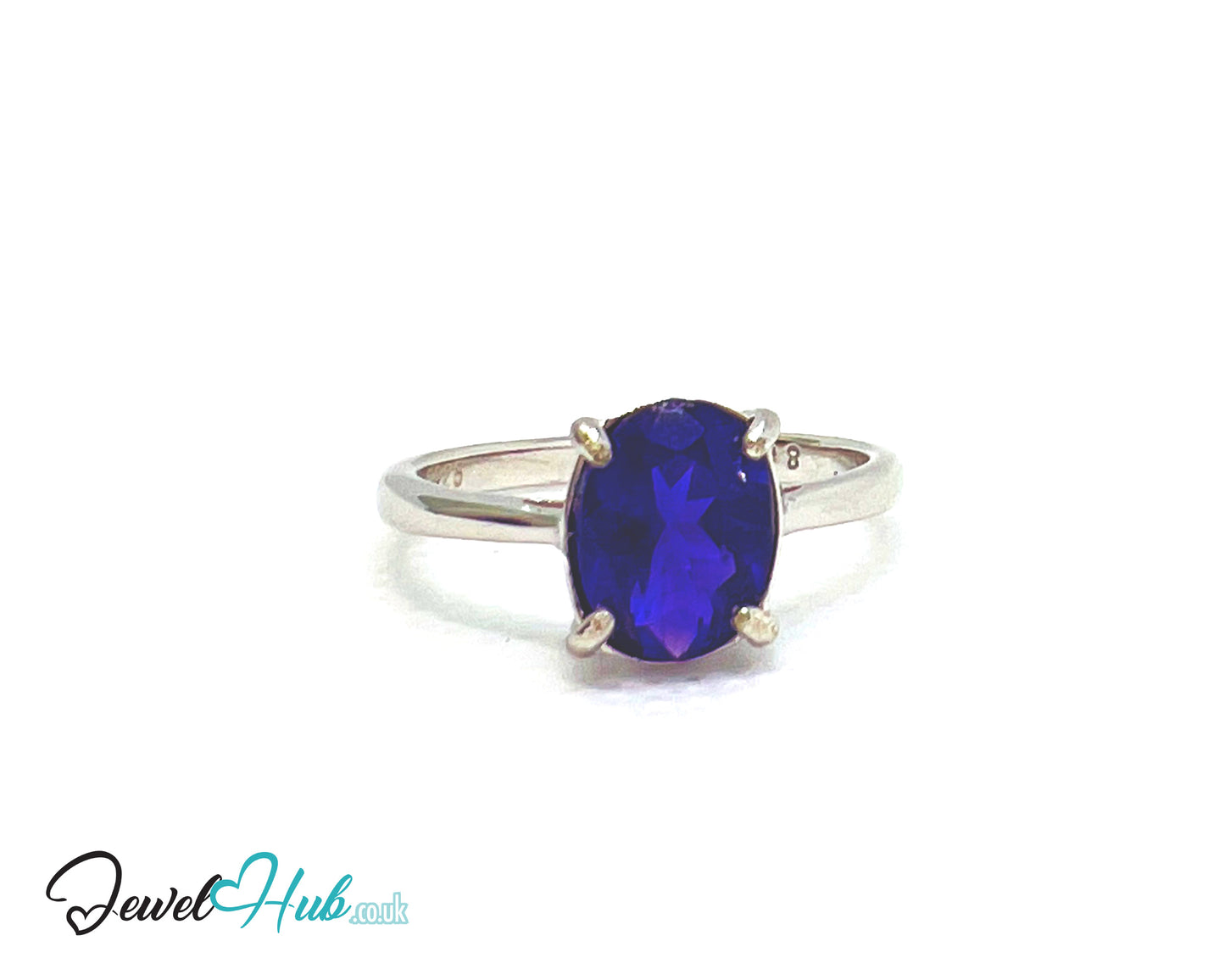 925 Sterling Silver Oval Amethyst (1.8ct) Ring | UK O US 7.5 | Modern Simplicity