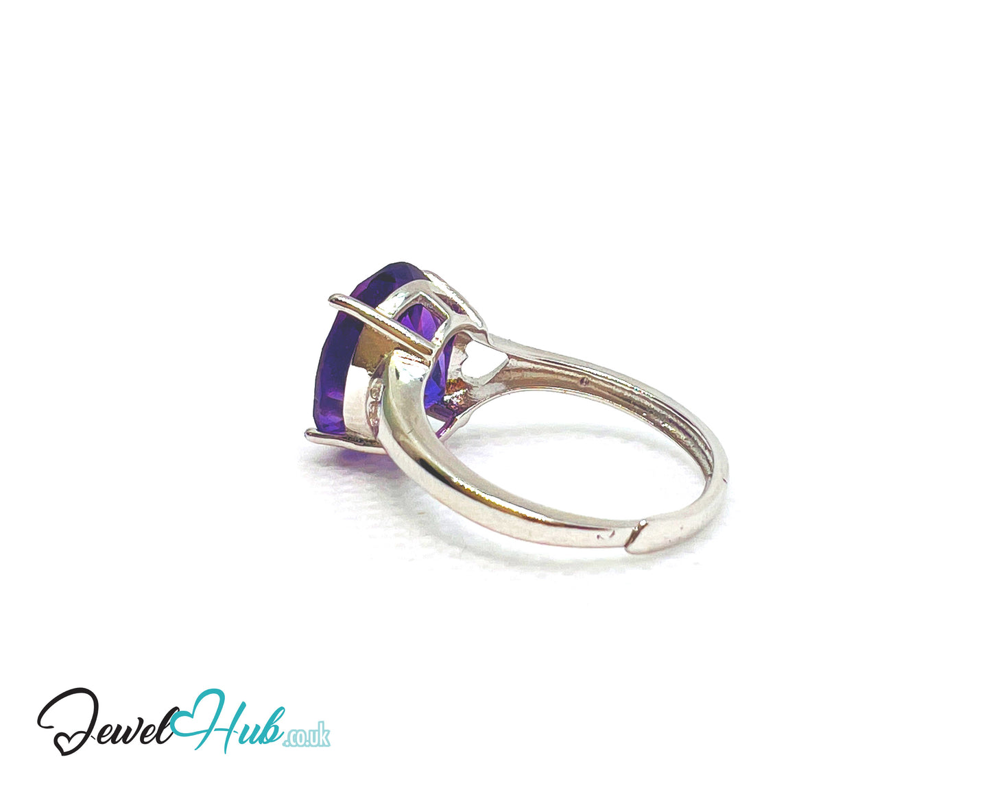 925 Sterling Silver Oval Amethyst (4.98ct) Ring | Adjustable (M–O) | Solartine-style