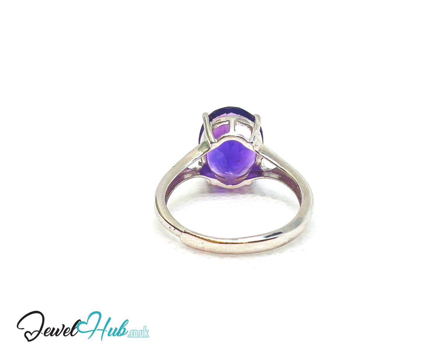 925 Sterling Silver Oval Amethyst (4.98ct) Ring | Adjustable (M–O) | Solartine-style