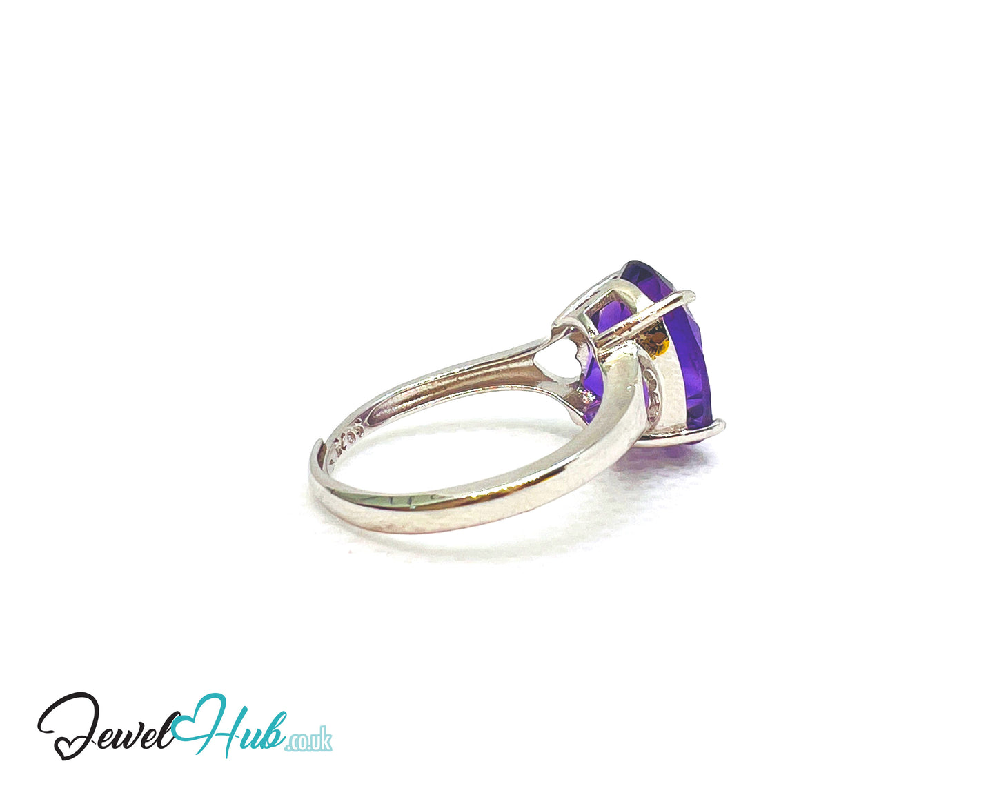 925 Sterling Silver Oval Amethyst (4.98ct) Ring | Adjustable (M–O) | Solartine-style