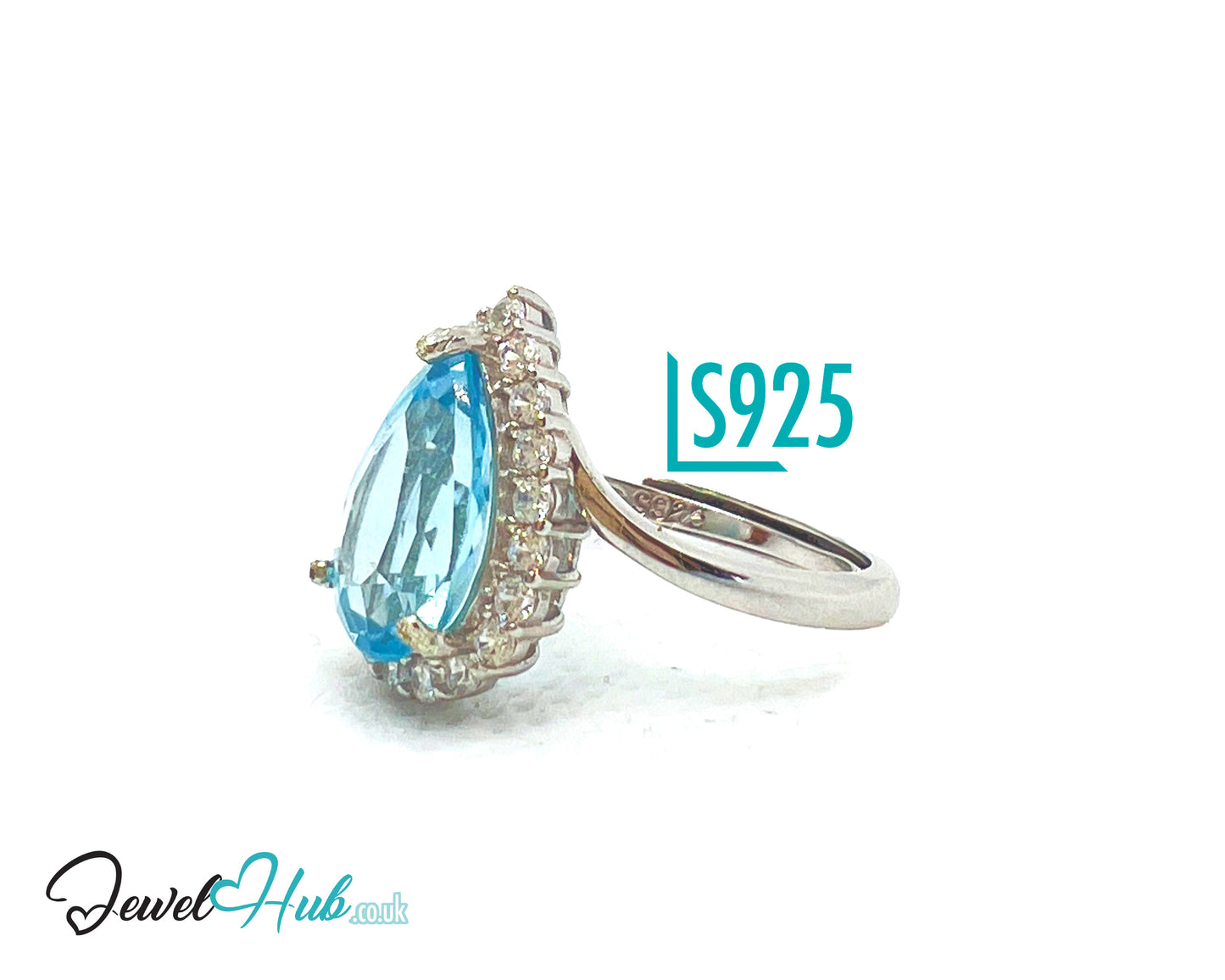925 Sterling Silver Natural Aquamarine (4.44ct) Ring – Celestial Tranquility with Cubic Zirconia