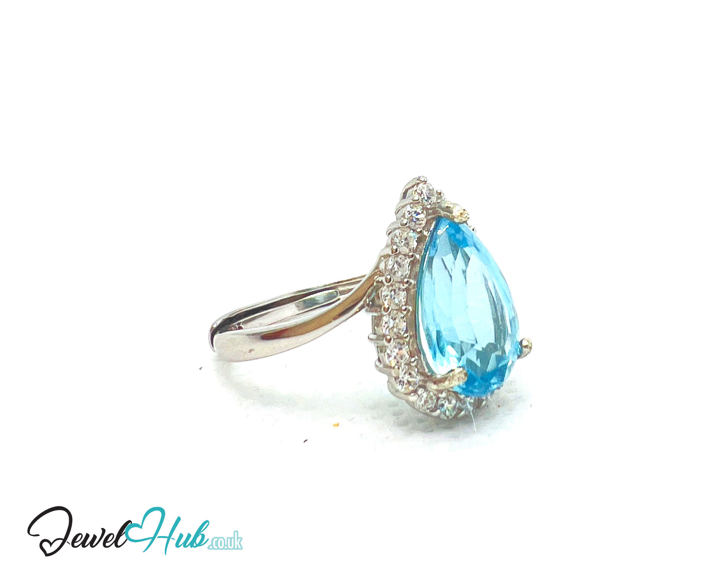 925 Sterling Silver Natural Aquamarine (4.44ct) Ring – Celestial Tranquility with Cubic Zirconia