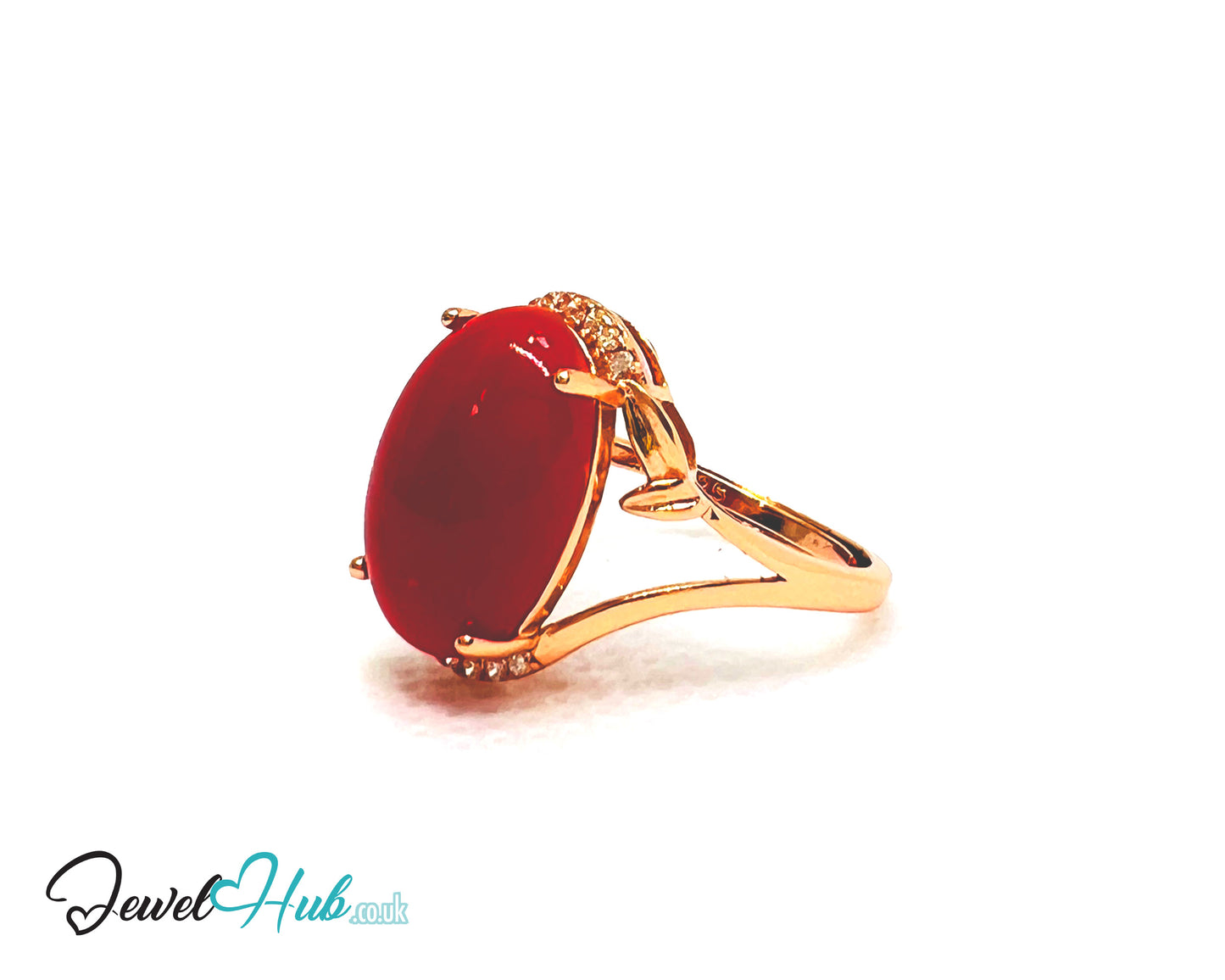 925 Sterling Silver Rose Gold-Plated Oval Red Carol (3.67ct) Ring | Adjustable (J-L) | CZ Halo