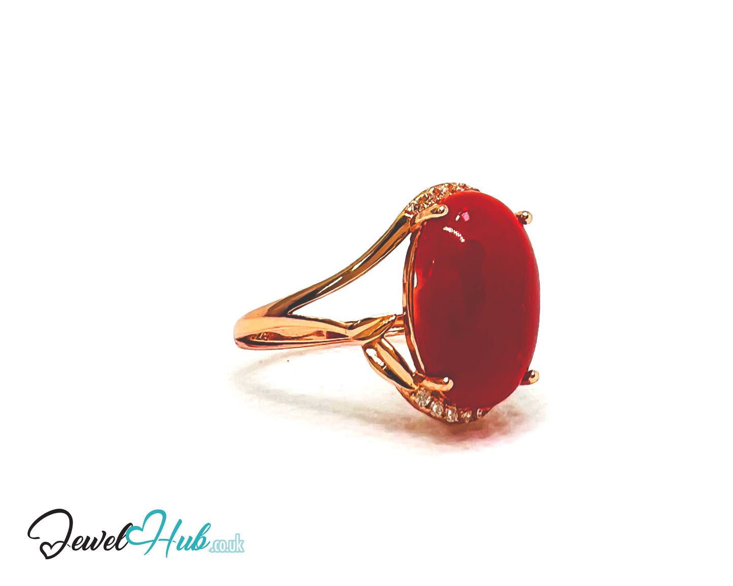 925 Sterling Silver Rose Gold-Plated Oval Red Carol (3.67ct) Ring | Adjustable (J-L) | CZ Halo