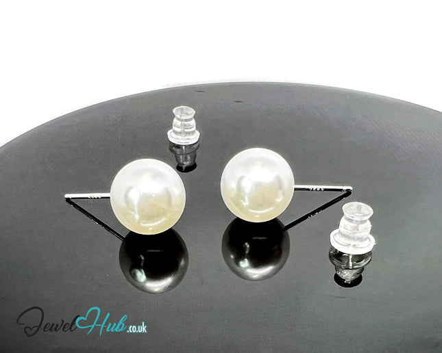 9.5mm Imitation Pearl Stud Earrings · 925 Silver Posts · Silicone Backs · Hypoallergenic · Everyday Elegance CT