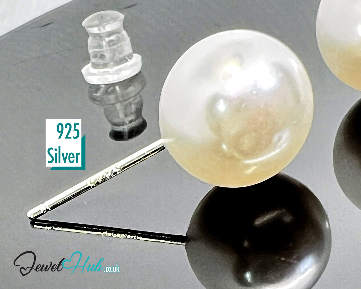9.5mm Imitation Pearl Stud Earrings · 925 Silver Posts · Silicone Backs · Hypoallergenic · Everyday Elegance