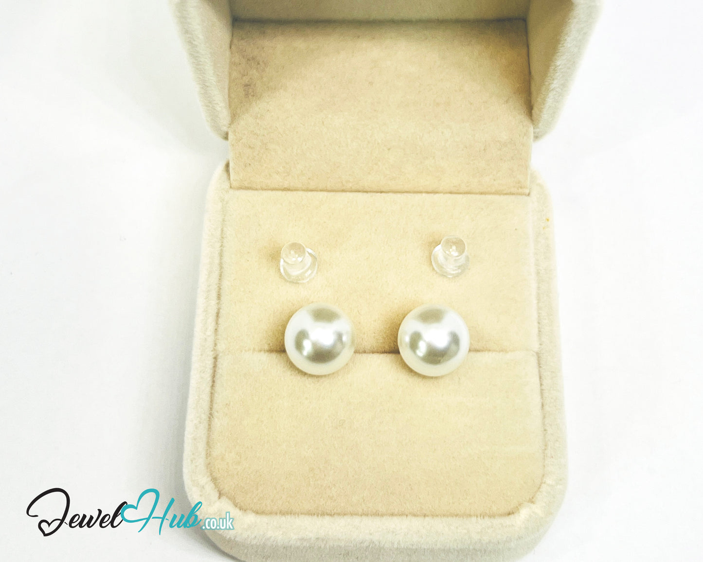 9.5mm Imitation Pearl Stud Earrings · 925 Silver Posts · Silicone Backs · Hypoallergenic · Everyday Elegance