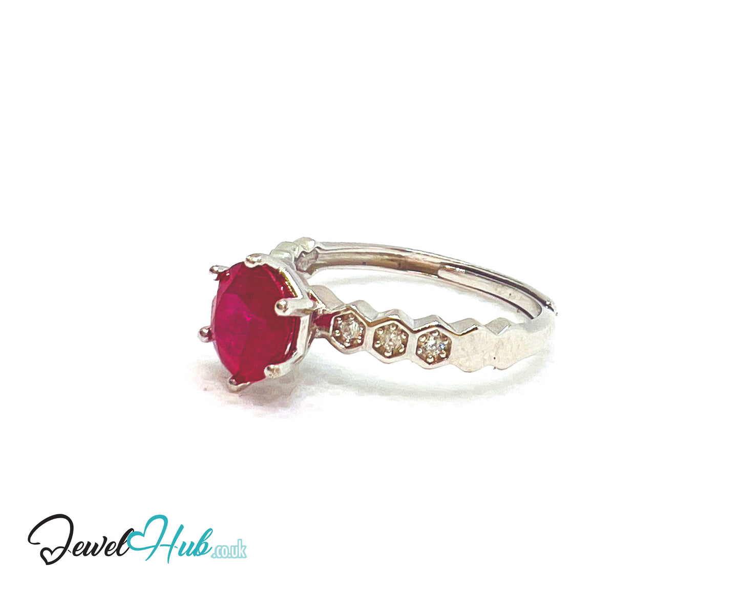 925 Sterling Silver Natural Ruby (1.045cts) Engagement Ring | Adjustable (L-N) | Radiant Legacy