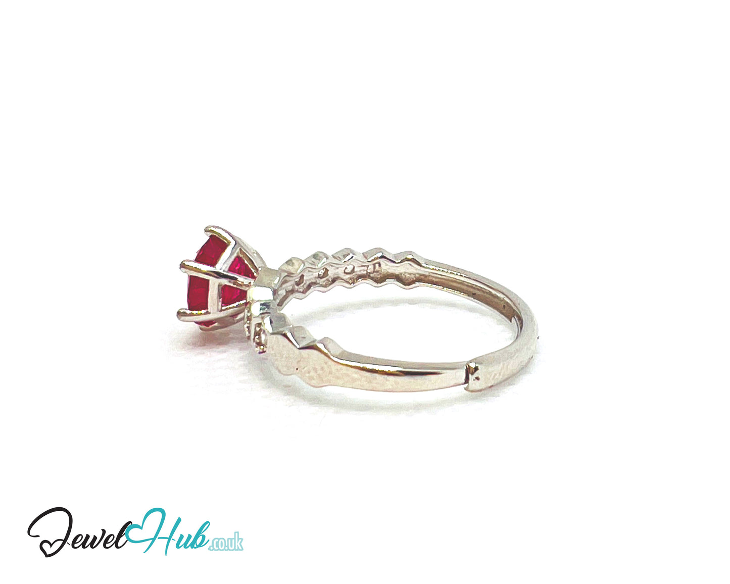 925 Sterling Silver Natural Ruby (1.045cts) Engagement Ring | Adjustable (L-N) | Radiant Legacy