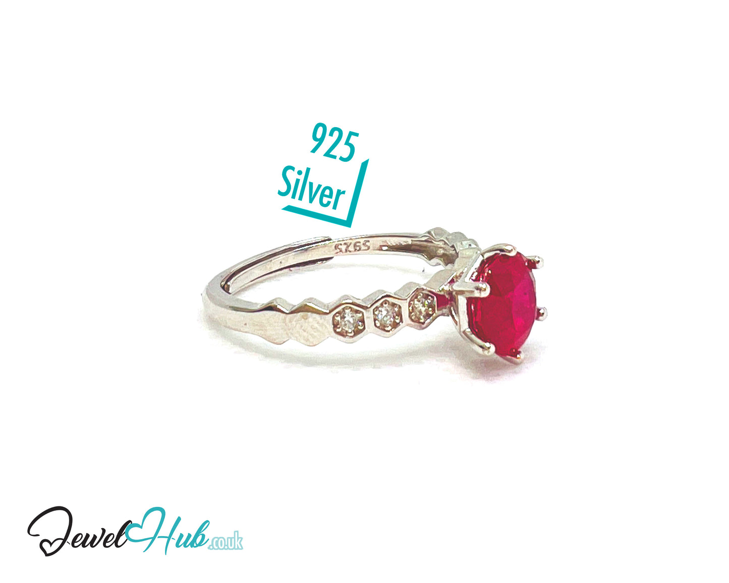 925 Sterling Silver Natural Ruby (1.045cts) Engagement Ring | Adjustable (L-N) | Radiant Legacy