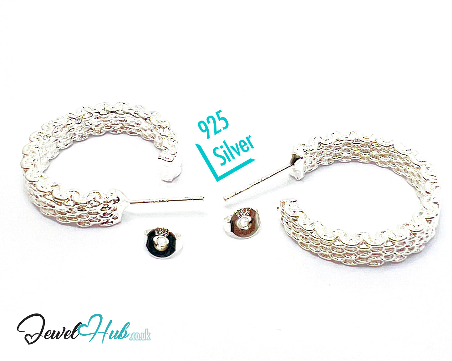 Orbit Textura – 925 Sterling Silver Textured Hoop Earrings (10.22g/pair)