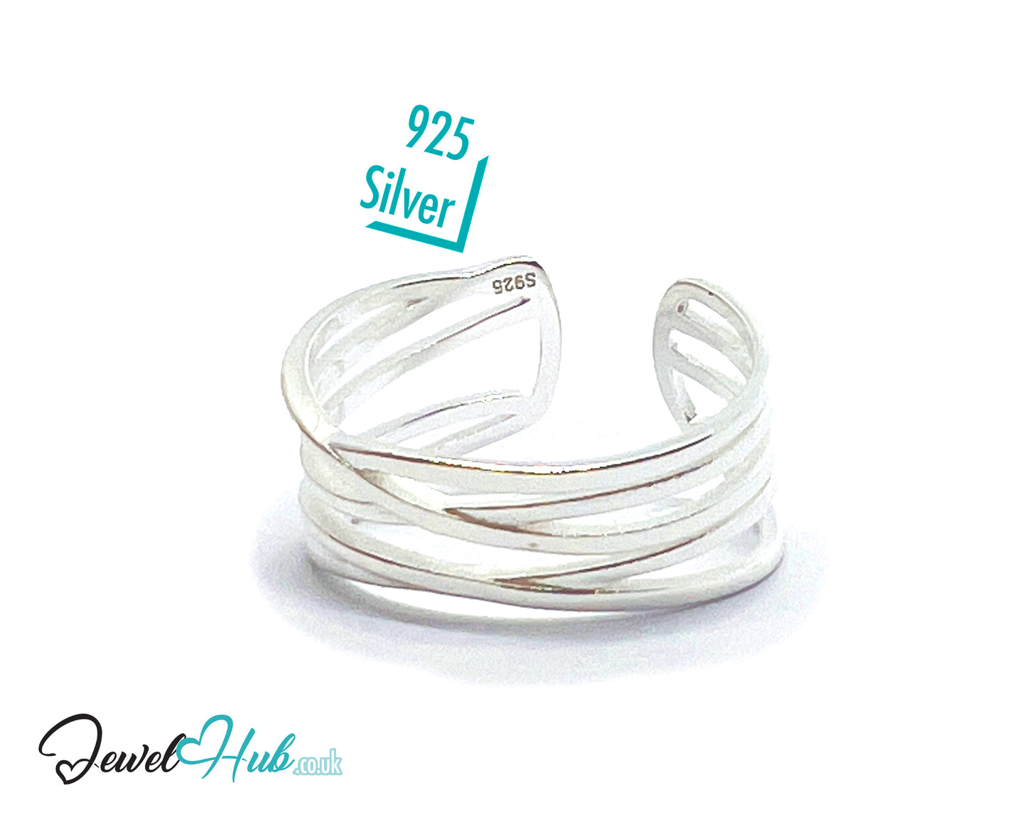 925 Sterling Silver Open Band Ring | 2.10g | Adjustable (N-P) | Silver Horizon