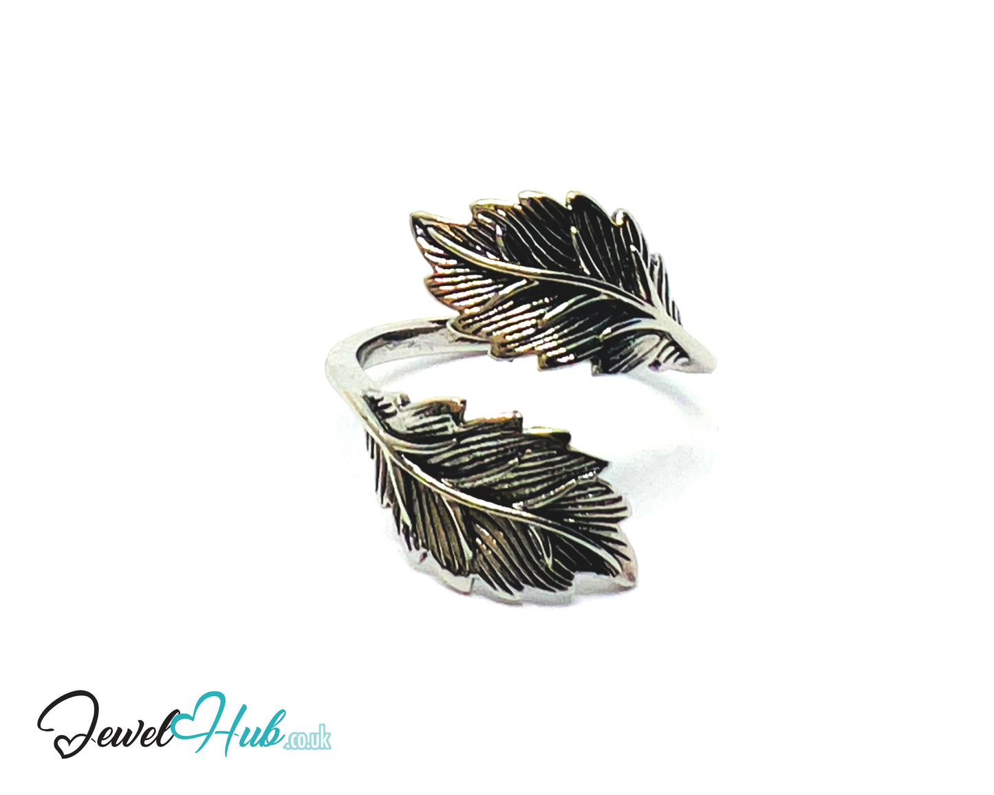 925 Silver Ring (Hallmarked) Twin Leaf · UK N-O-P · US 7–8 · 2.82g