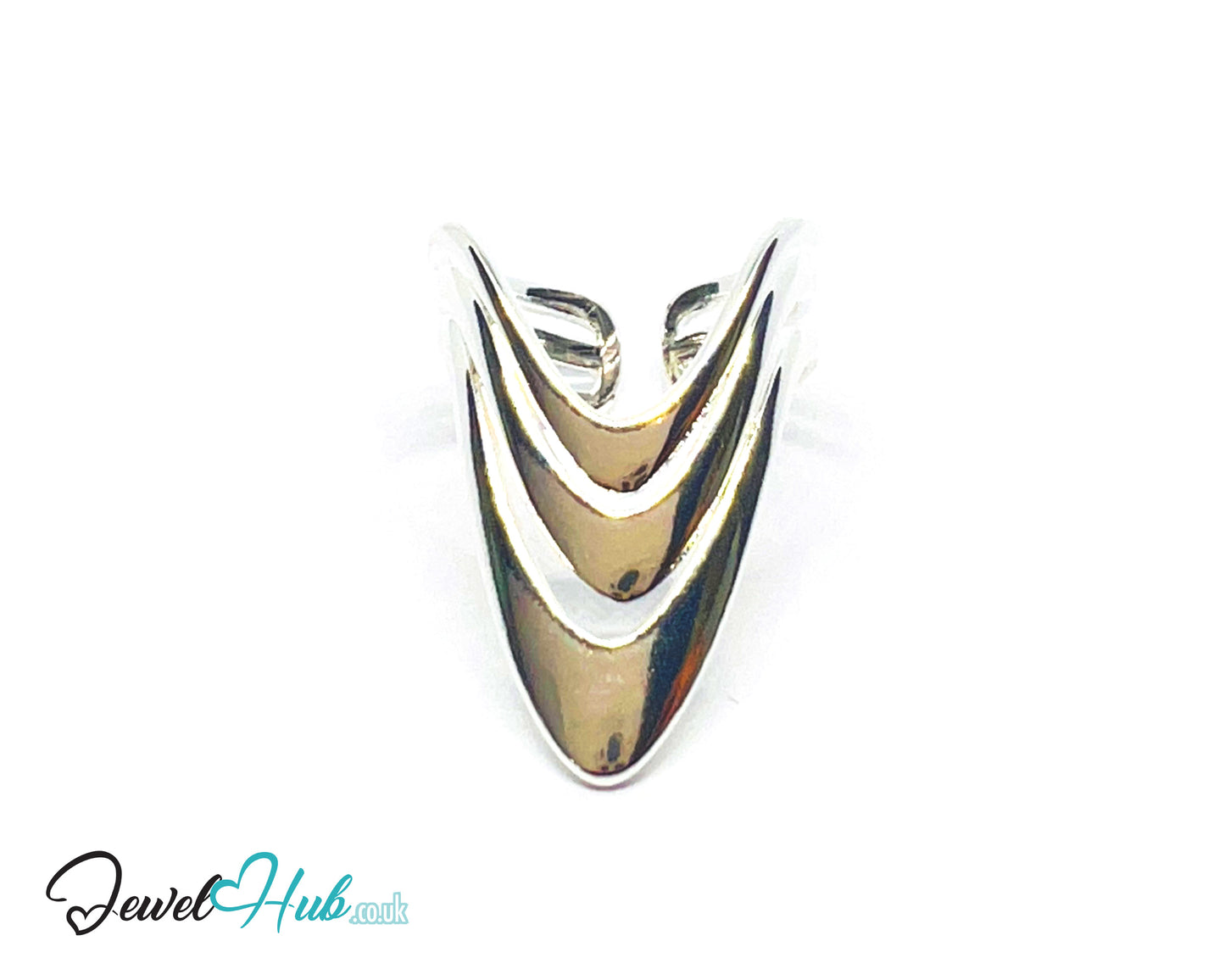 925 Silver Ring (Hallmarked) Layered Point · UK K-L-M · US 5.5–6.5 · 2.94g