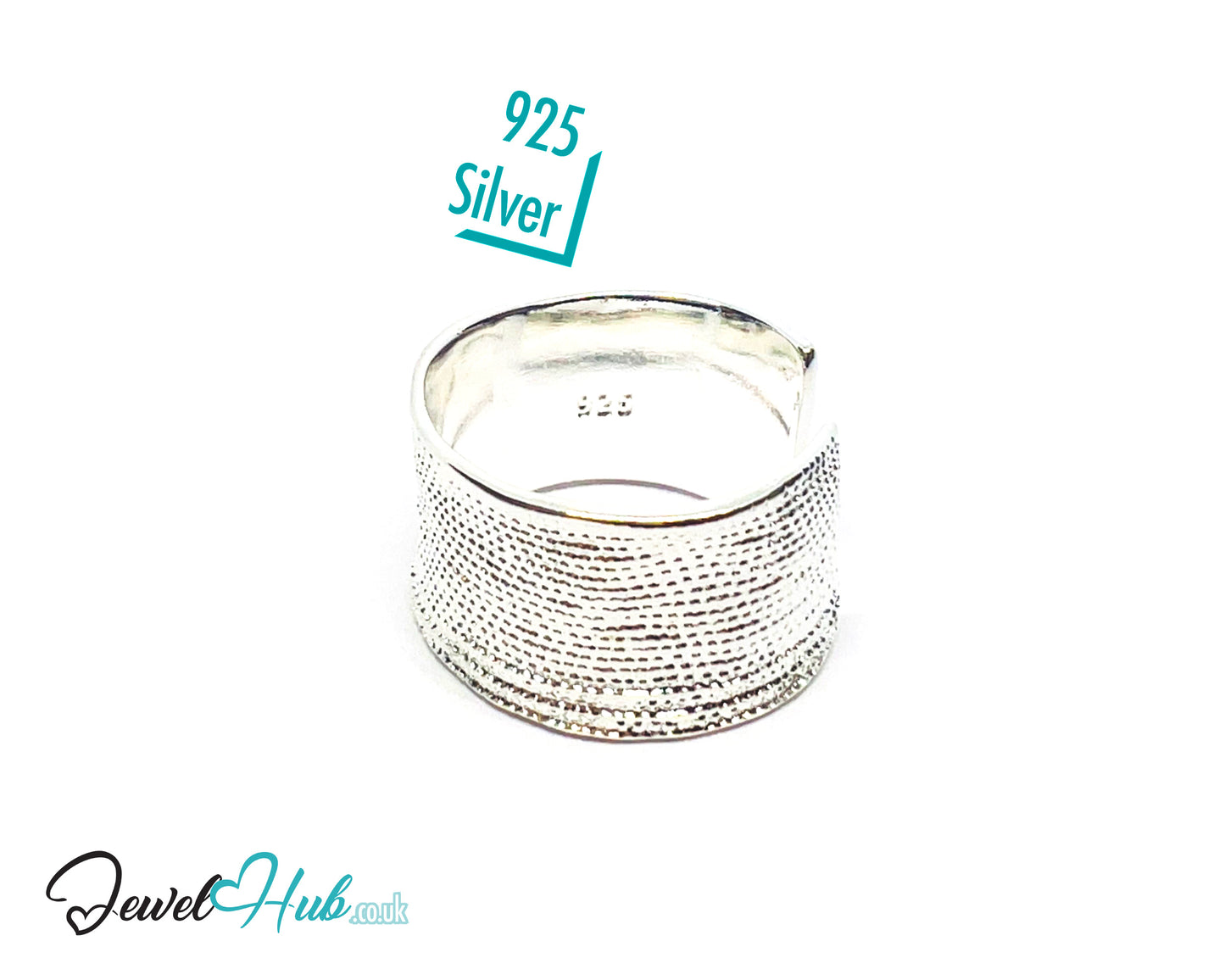 925 Silver Ring (Hallmarked) Dotted Crest · UK O-P-Q · US 7.5–8.5 · 7.80g