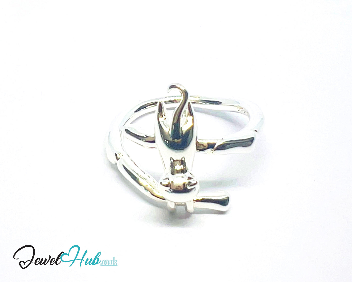 925 Silver Ring (Hallmarked) Cat Motif · UK M-N-O · US 6.5–8 · 3.81g
