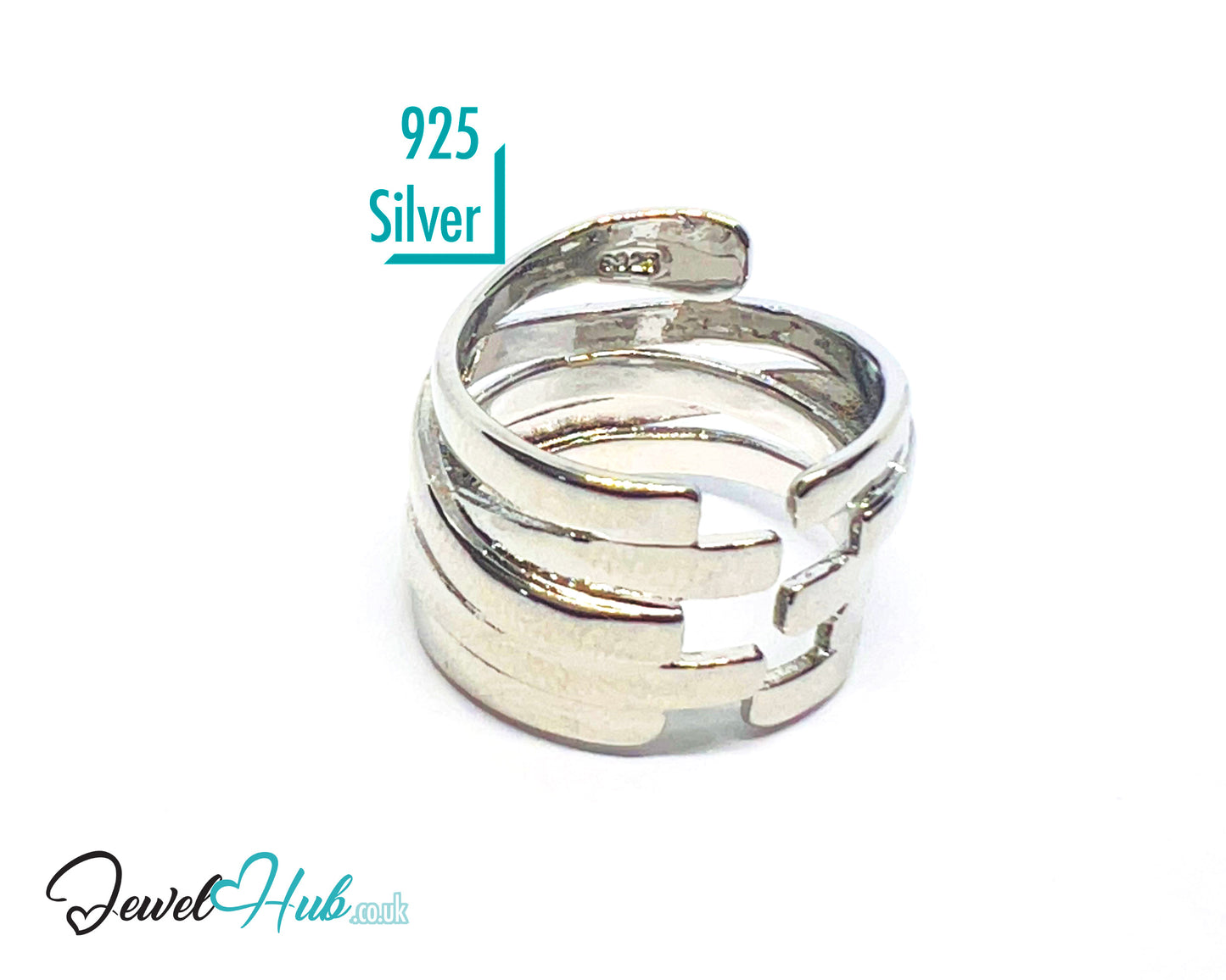 925 Silver Ring (Hallmarked) Sculptural Wrap · UK M-N-O · US 6.5–8 · 5.6g