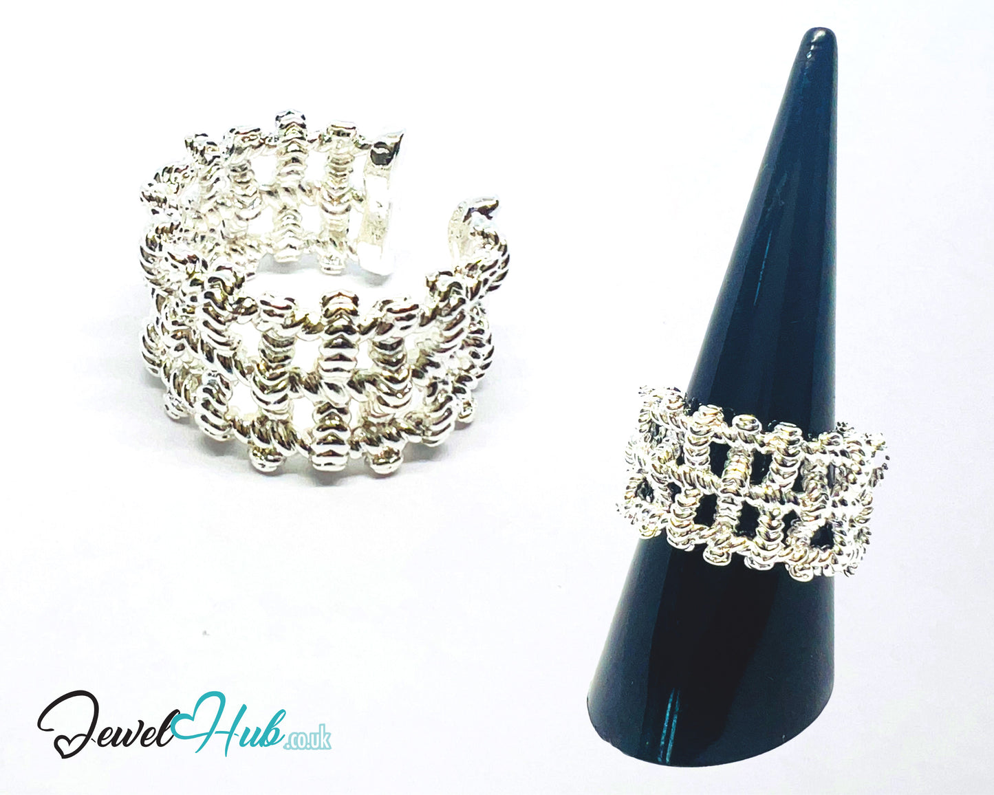 925 Silver Ring (Hallmarked) Woven Link · UK N-O-P · US 7–8.5 · 9.41g