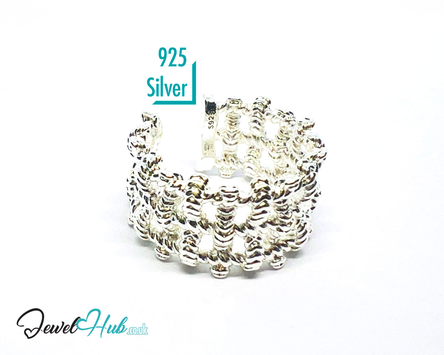 925 Silver Ring (Hallmarked) Woven Link · UK N-O-P · US 7–8.5 · 9.41g