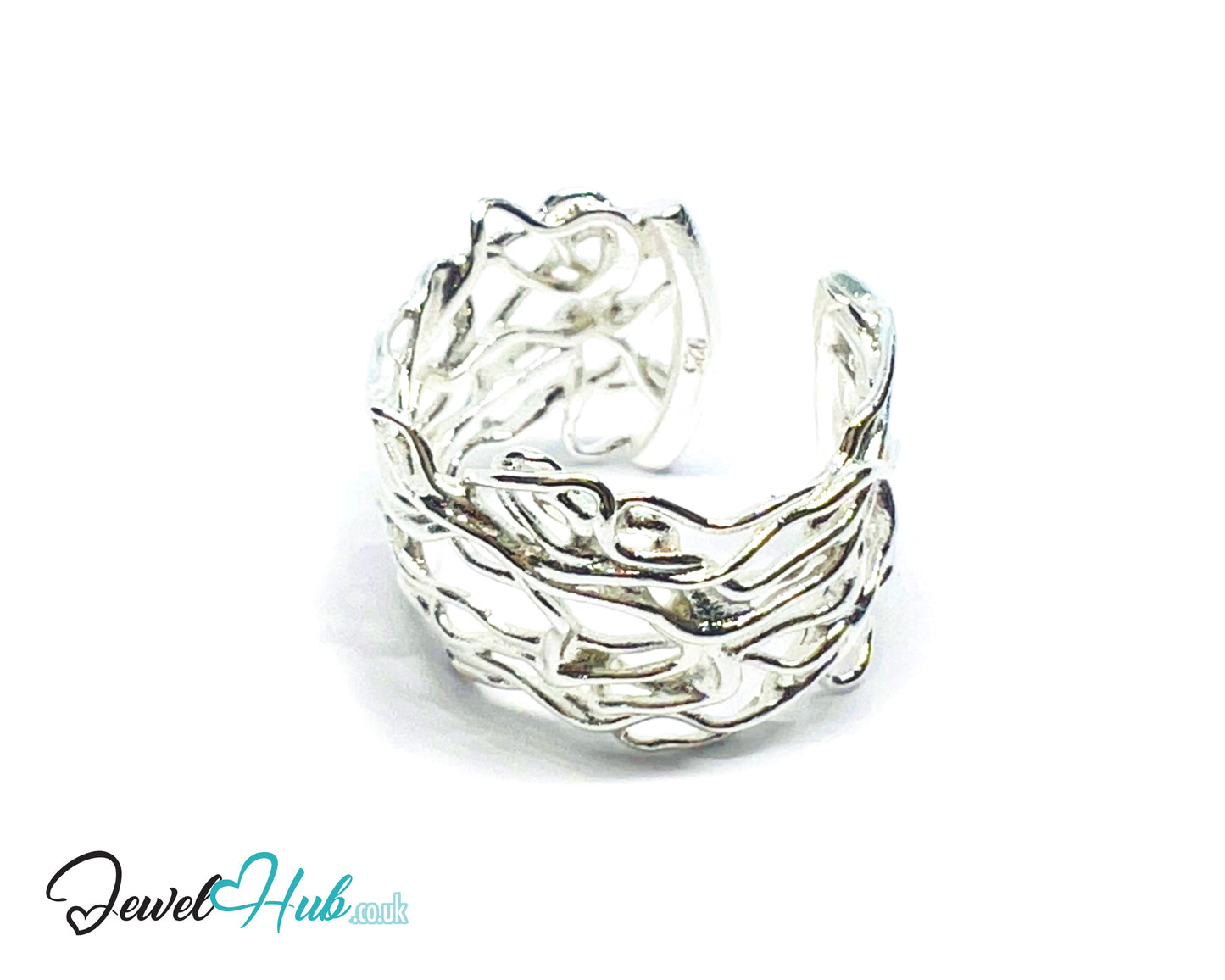925 Silver Ring (Hallmarked) Vine Weave · UK N-O-P · US 7–8.5 · 3.43g