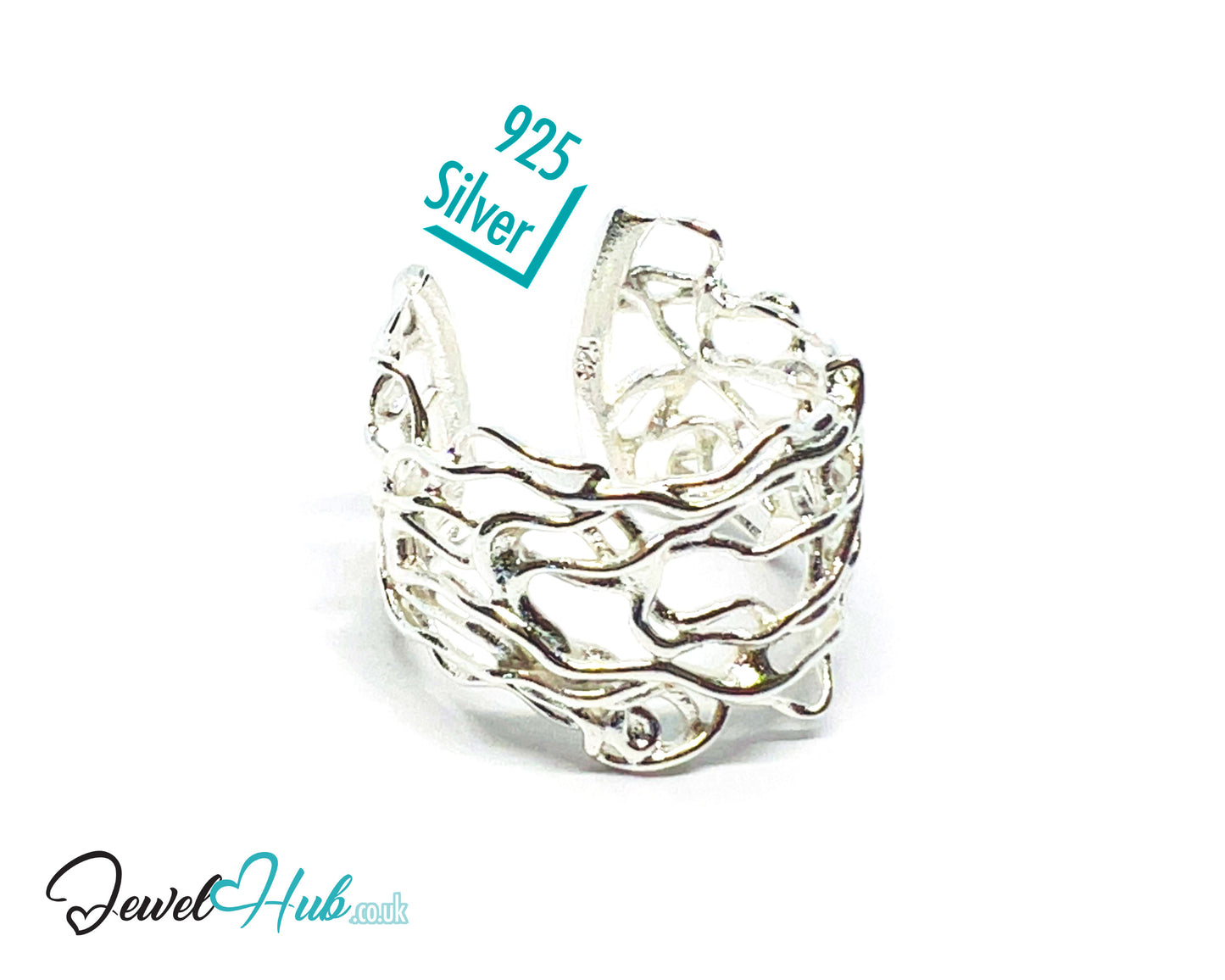 925 Silver Ring (Hallmarked) Vine Weave · UK N-O-P · US 7–8.5 · 3.43g