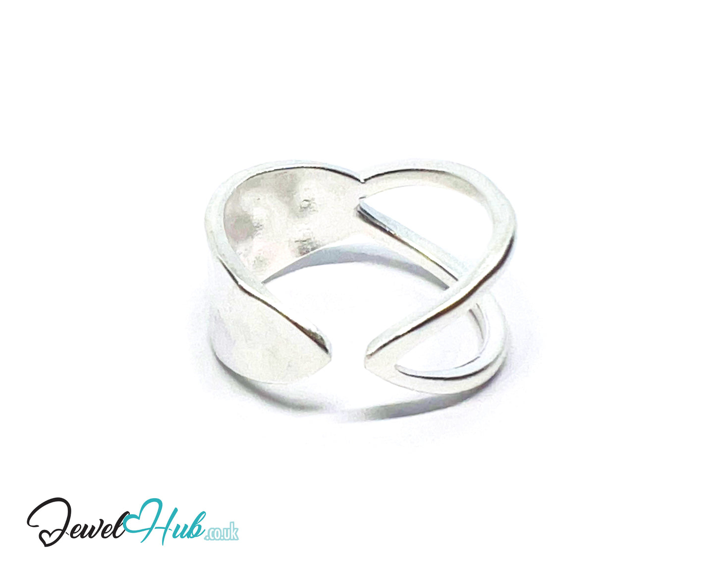 925 Silver Ring (Hallmarked) Sculptural V-Curve · UK M-N-O · US 6.5–8 · 3.3g