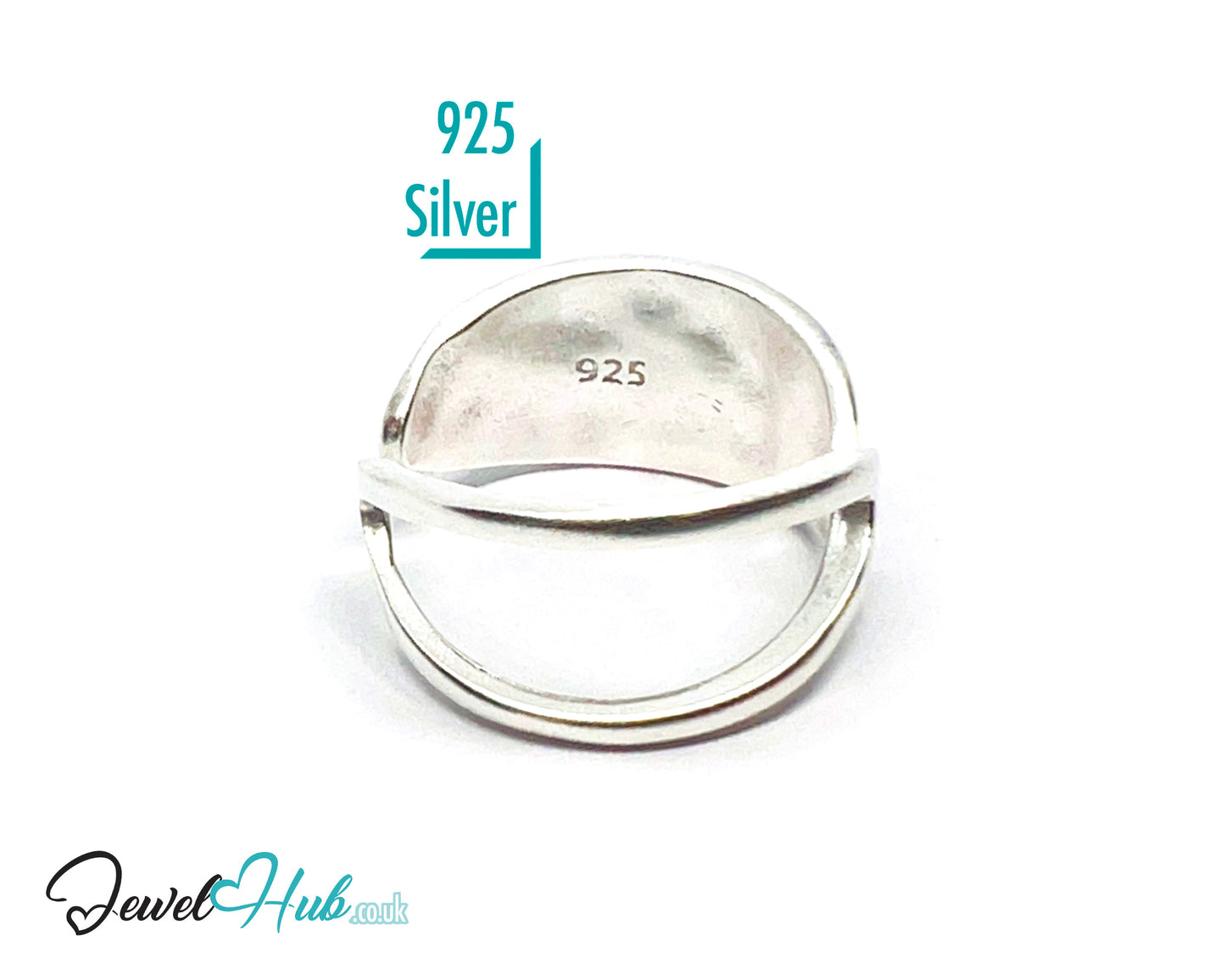 925 Silver Ring (Hallmarked) Sculptural V-Curve · UK M-N-O · US 6.5–8 · 3.3g