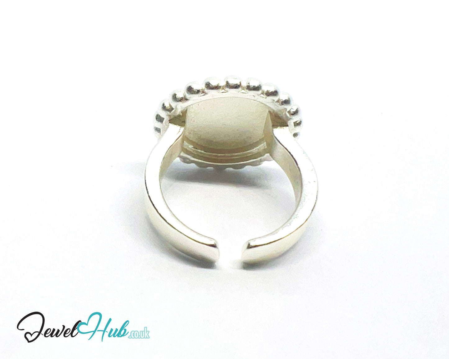 925 Silver Ring (Hallmarked) Beaded Disc · UK M-N-O · US 6.5–8 · 7.3g