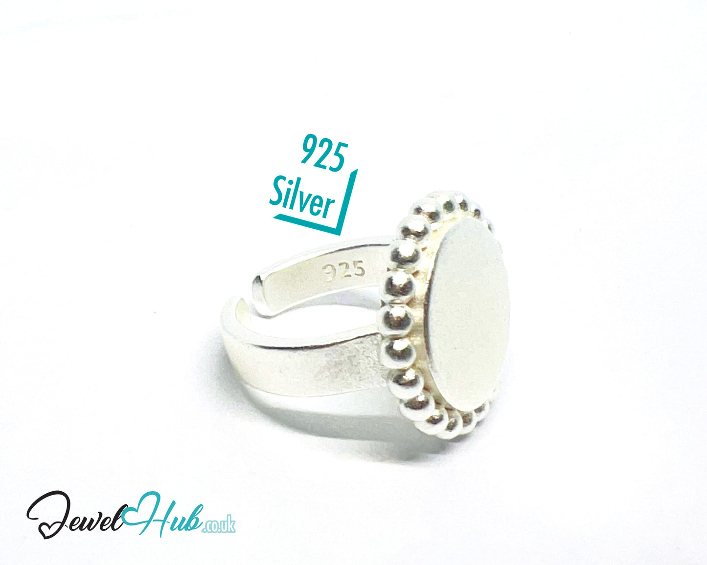 925 Silver Ring (Hallmarked) Beaded Disc · UK M-N-O · US 6.5–8 · 7.3g