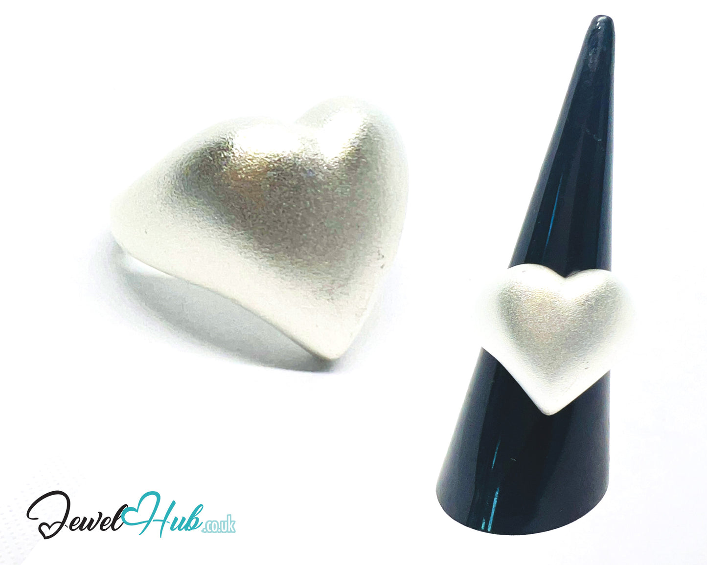 925 Silver Ring (Hallmarked) Matte Heart · UK M-N-O · US 6.5–8 · 6.7g