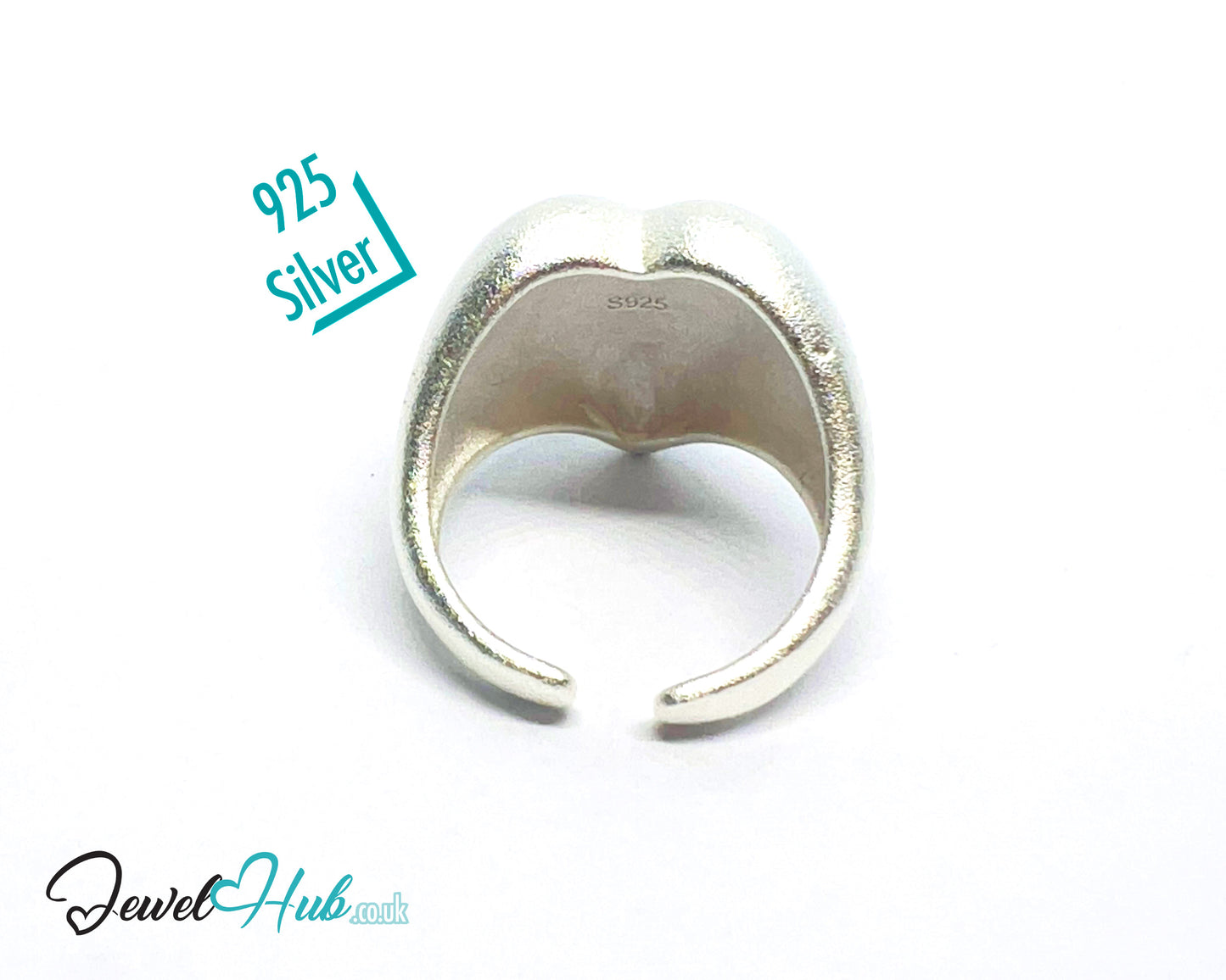925 Silver Ring (Hallmarked) Matte Heart · UK M-N-O · US 6.5–8 · 6.7g