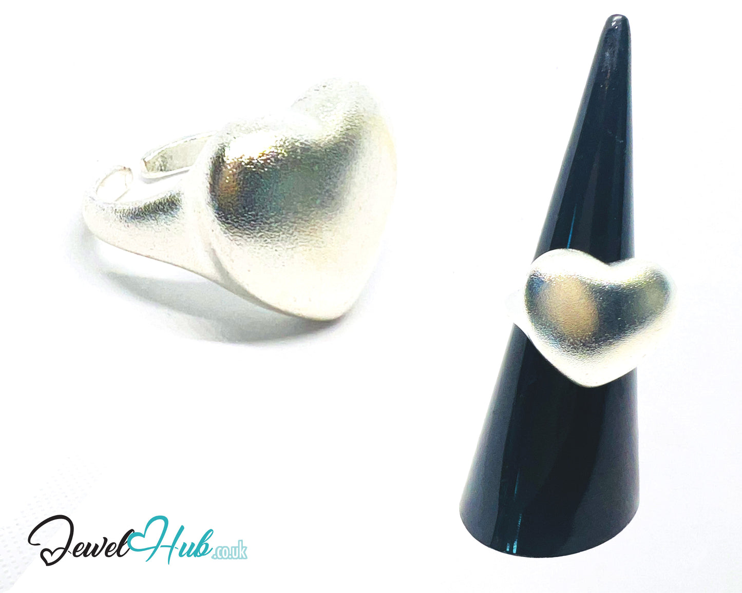 925 Silver Ring (Hallmarked) Matte Heart · UK L-M-N · US 6–7.5 · 7.48g