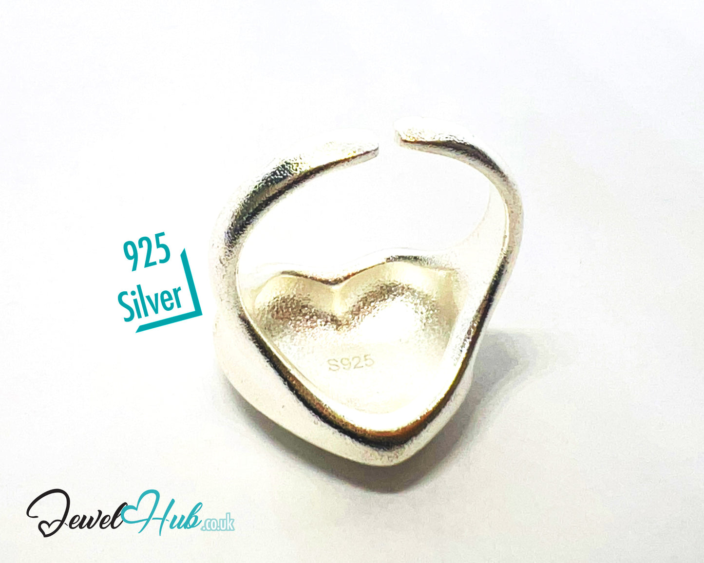 925 Silver Ring (Hallmarked) Matte Heart · UK L-M-N · US 6–7.5 · 7.48g