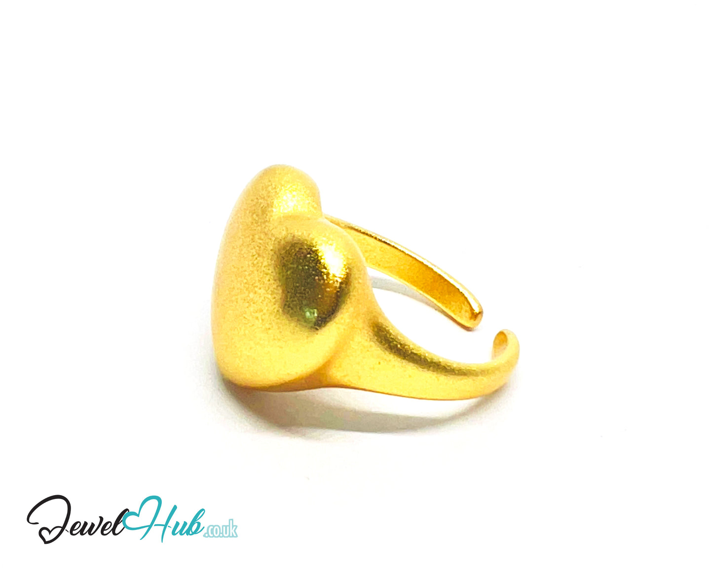 925 Silver Ring (Hallmarked) Gold-Tone Matte Heart · UK L-M-N · US 6–7.5 · 7.48g