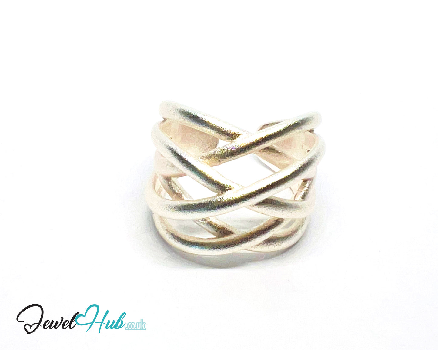 925 Silver Ring (Hallmarked) Sculptural Crossover · UK N-O-P · US 7–8.5 · 6.93g