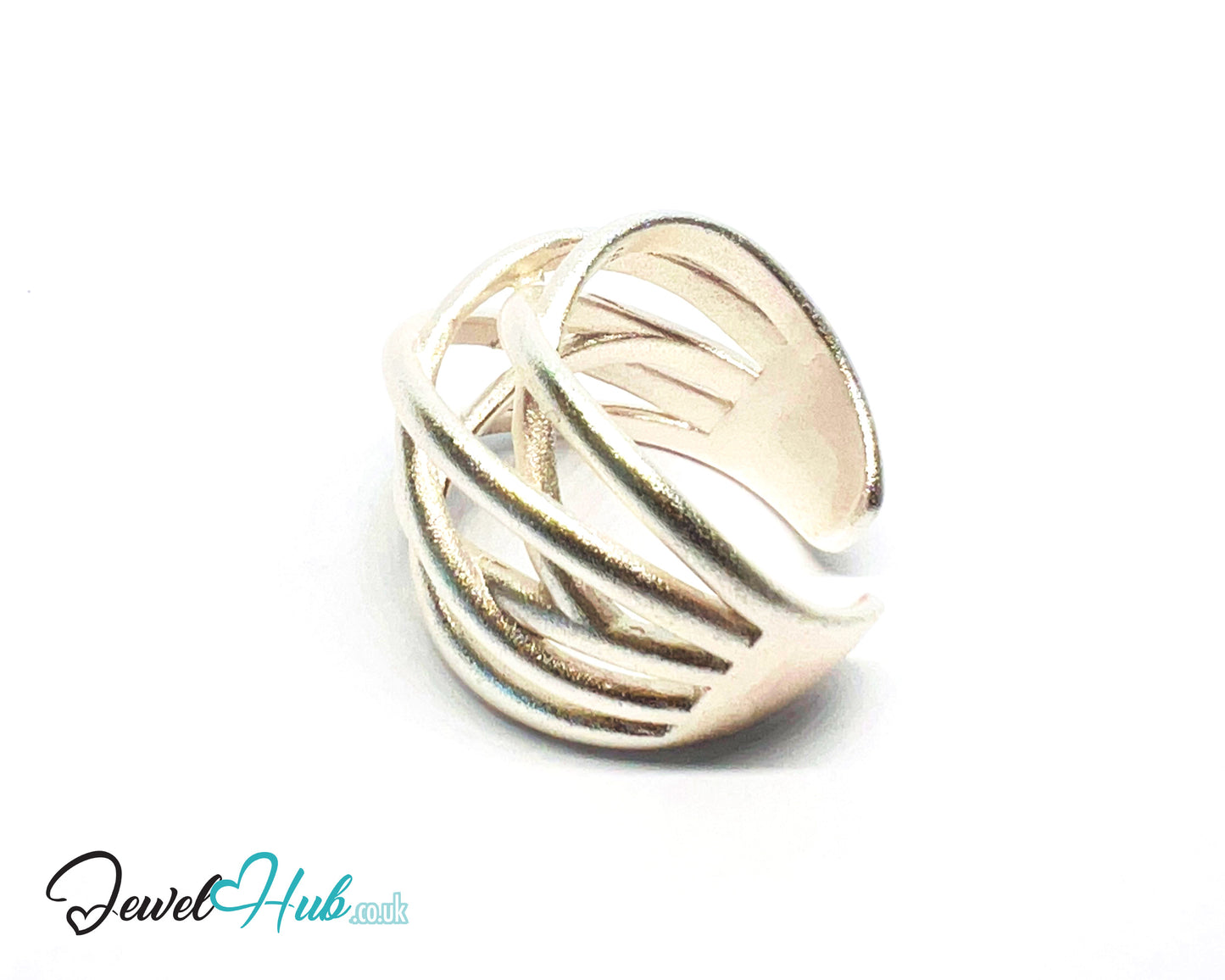 925 Silver Ring (Hallmarked) Sculptural Crossover · UK N-O-P · US 7–8.5 · 6.93g