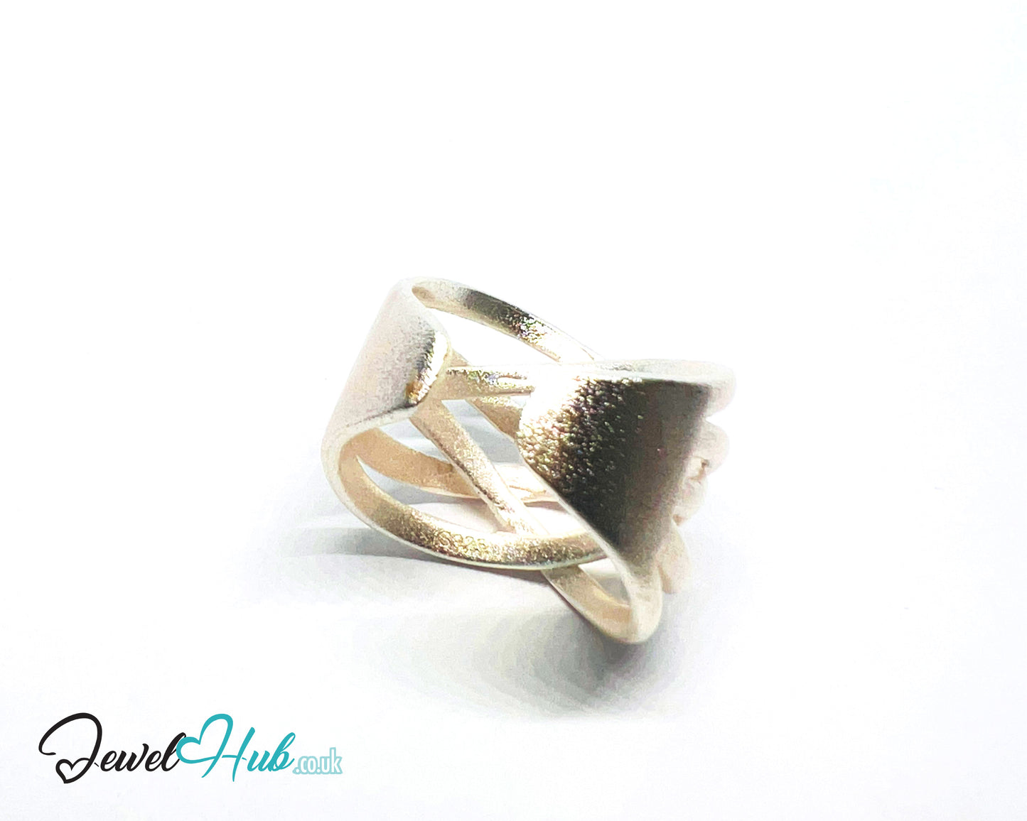 925 Silver Ring (Hallmarked) Sculptural Crossover · UK N-O-P · US 7–8.5 · 6.93g