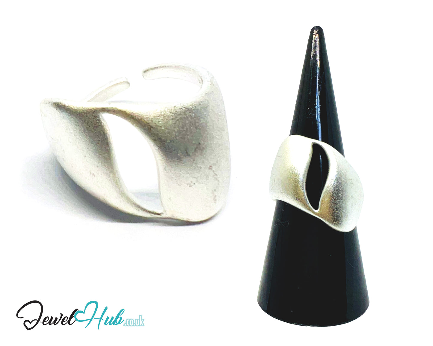 925 Silver Ring (Hallmarked) Matte Asymmetrical Band · UK N-O-P · US 7–8.5 · 5.54g
