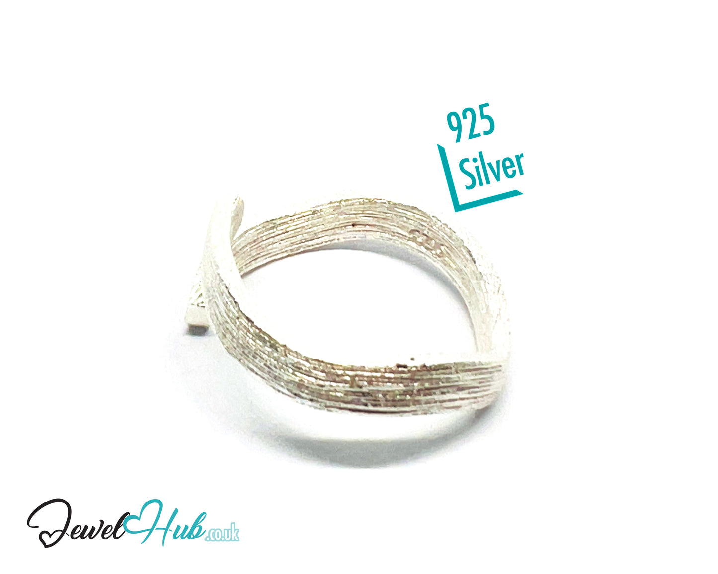 925 Silver Ring (Hallmarked) Bark Texture Band · UK N-O-P · US 7–8.5 · 2.88g