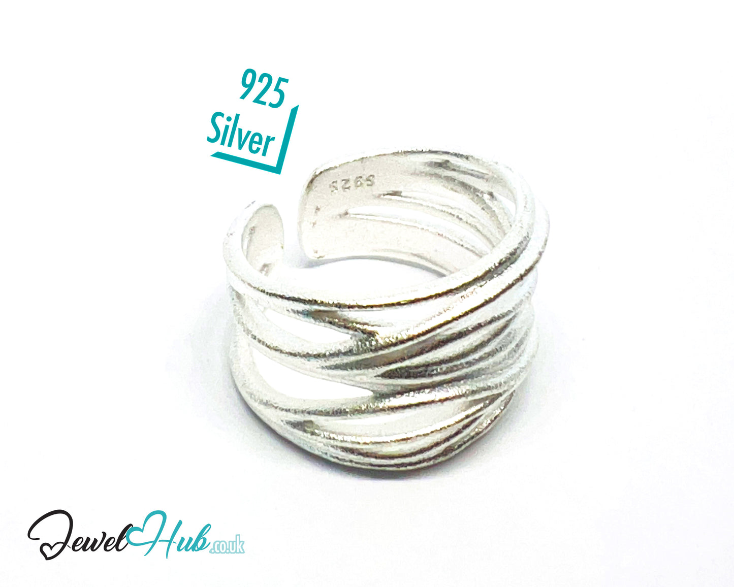 925 Silver Ring (Hallmarked) Contour Loop · UK L-M-N · US 6–7.5 · 5.7g