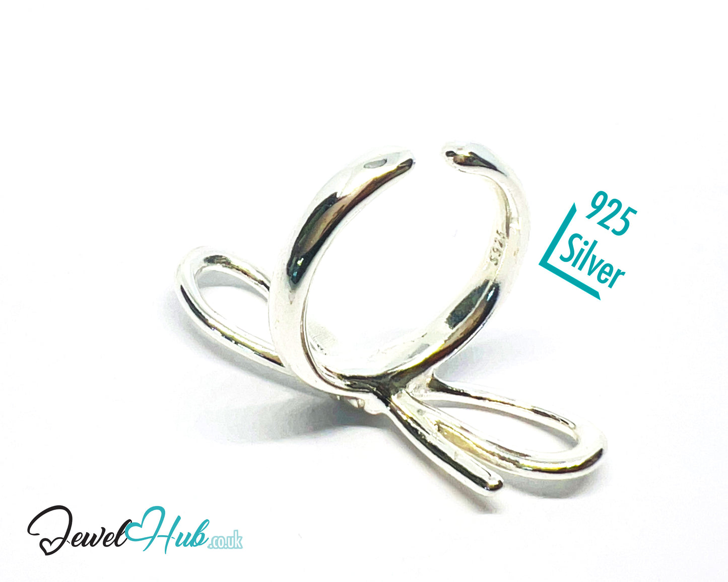 925 Silver Ring (Hallmarked) Sculptural Bow · UK M-N-O · US 6.5–8 · 5.94g