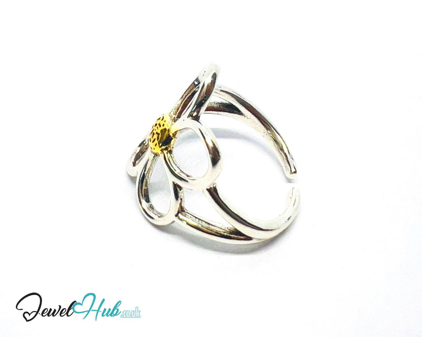 925 Silver & Gold-Tone Flower Ring · UK M-N-O · US 6.5–8 · 3g · Hallmarked