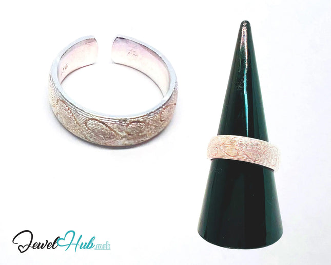 925 Silver Ring · Rose Gold-Plated · Textured Finish · UK O-P-Q · US 7.5–9 · 4.91g · Hallmarked CA