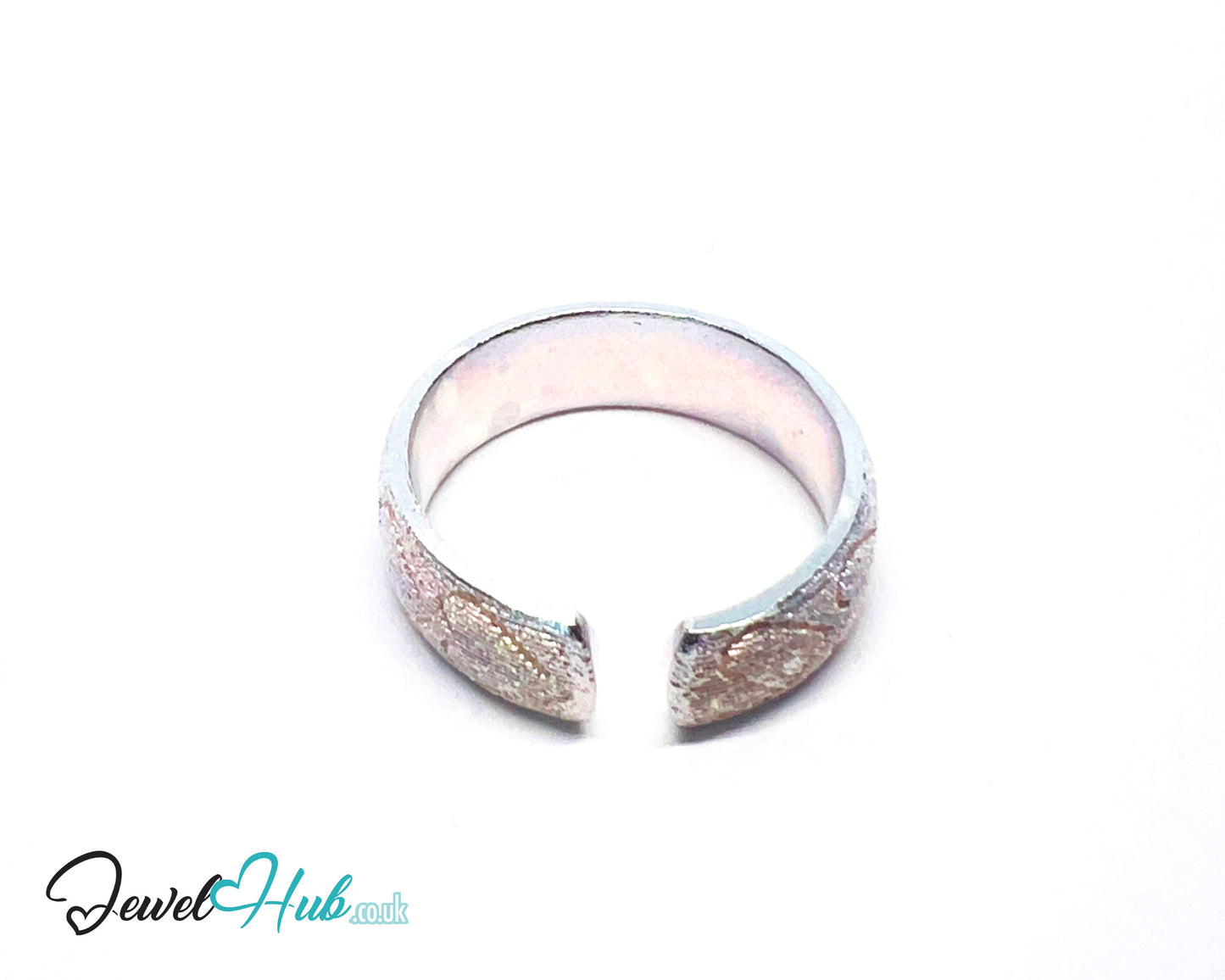 925 Silver Ring · Rose Gold-Plated · Textured Finish · UK O-P-Q · US 7.5–9 · 4.91g · Hallmarked
