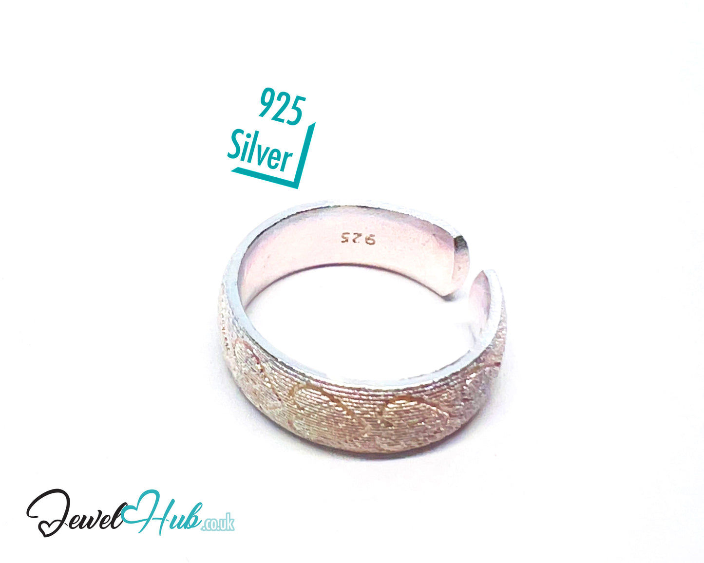 925 Silver Ring · Rose Gold-Plated · Textured Finish · UK O-P-Q · US 7.5–9 · 4.91g · Hallmarked