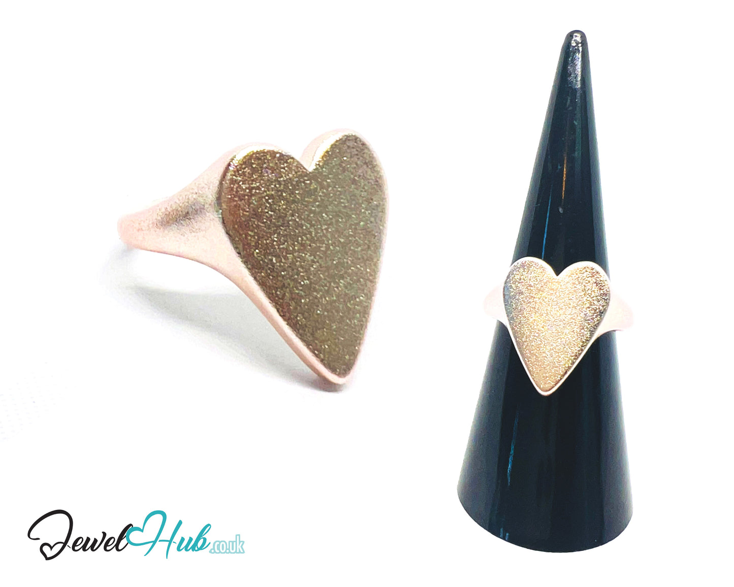 925 Silver Ring · Rose Gold-Plated Glitter Heart · UK L-M-N · US 6–7.5 · 3.46g · Hallmarked