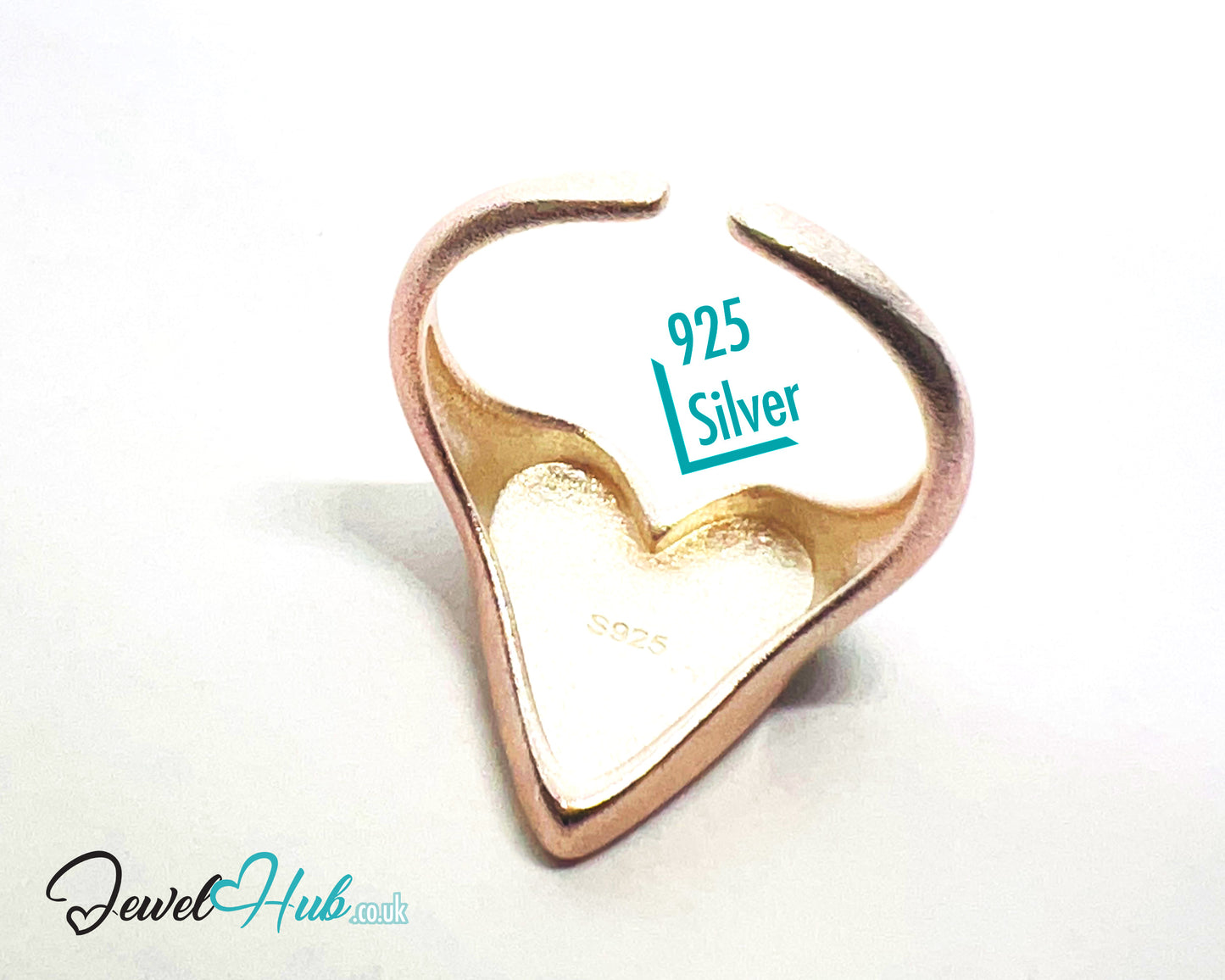 925 Silver Ring · Rose Gold-Plated Glitter Heart · UK L-M-N · US 6–7.5 · 3.46g · Hallmarked