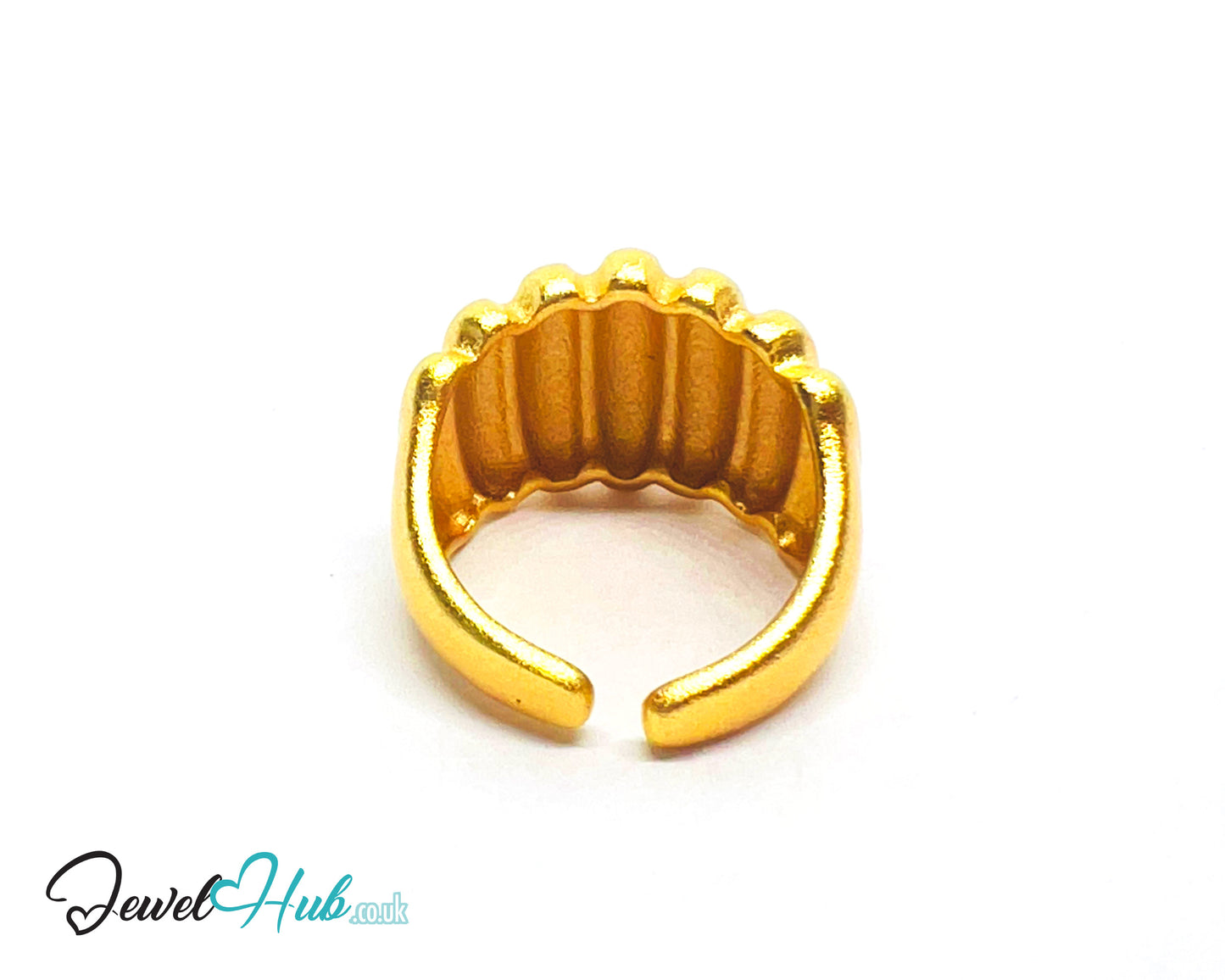 925 Silver Ring · Gold-Plated Ribbed Texture · UK M-N-O · US 6.5–8 · 6.48g · Hallmarked
